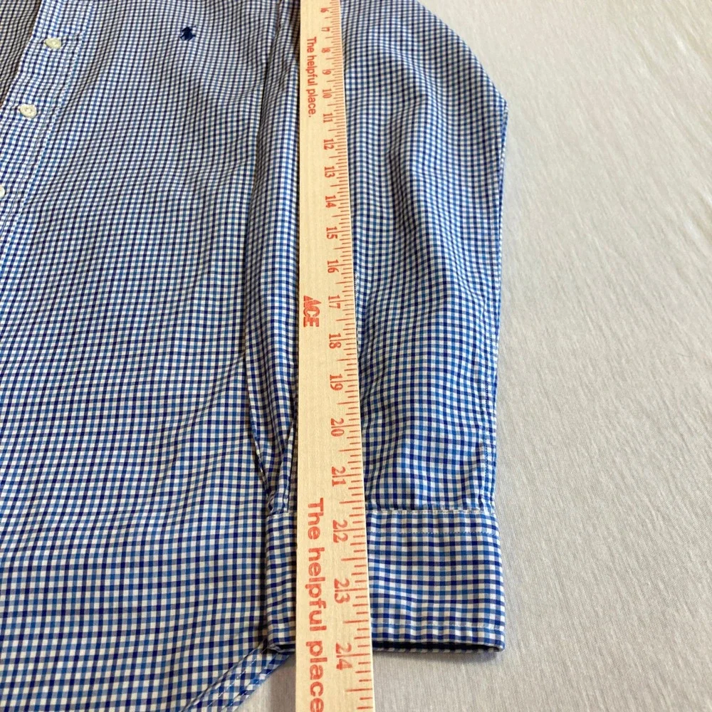Polo Ralph Lauren Mens S Classic Fit Blue White Gingham Button Down Shirt Preppy